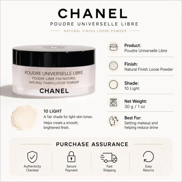 CHANEL Loose Powder 10 Light 30g | Natural Matte Finish
