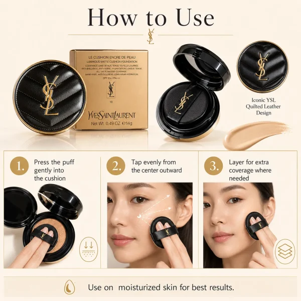 YSL Le Cushion Encre de Peau Luminous Matte Cushion Foundation Shade 10