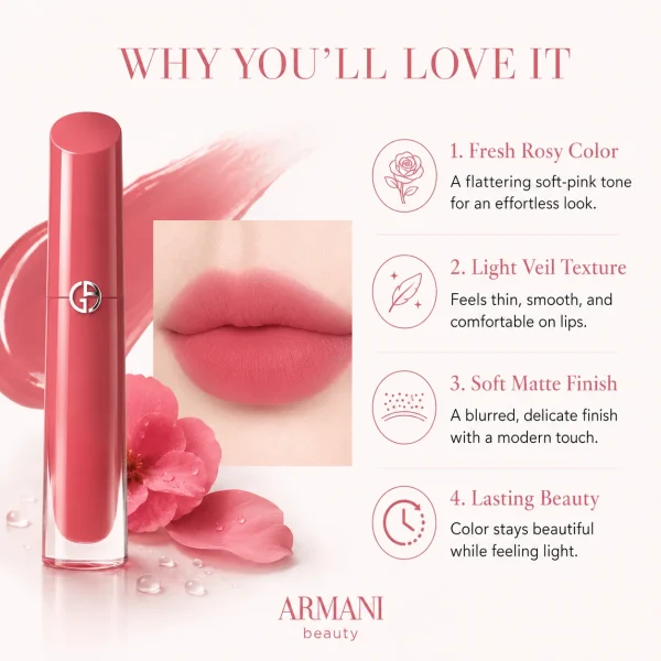 Giorgio Armani Pink Cap Lip Lacquer – Smooth Color & Luminous Finish