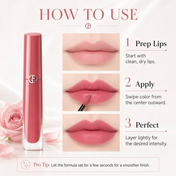 Giorgio Armani Pink Cap Lip Lacquer – Smooth Color & Luminous Finish