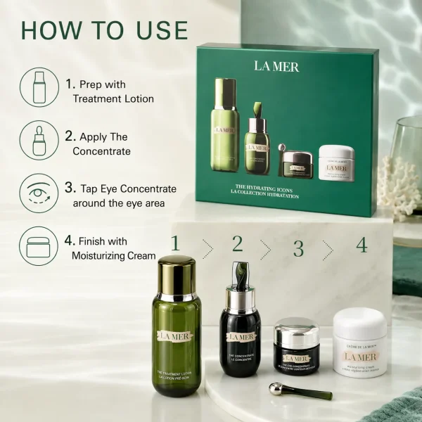 LA MER 4-Piece Skin Care Set (Crème de la Mer + Treatment Lotion + The Concentrate + Eye Concentrate)