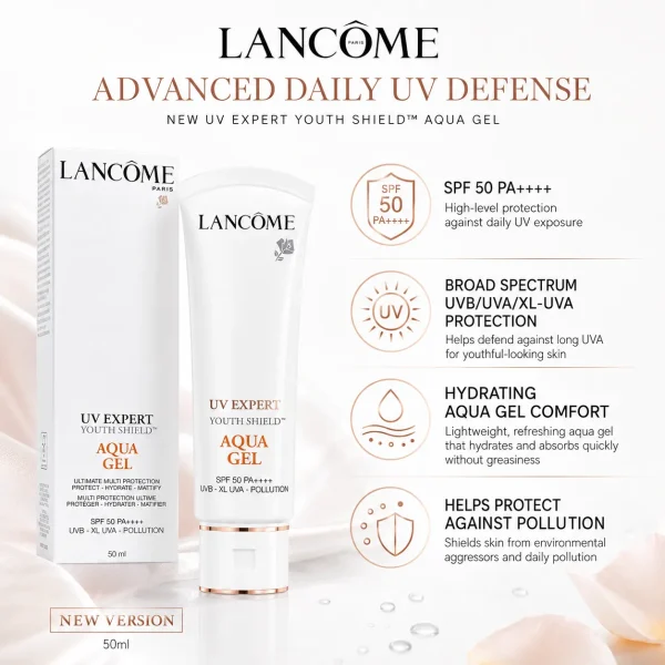 Lancôme UV Expert Aquagel Defense Sunscreen SPF50 50ml White Tube New Version